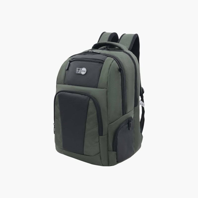 Full Stop Panelled Backpack in Olive Green for Men - Image 2